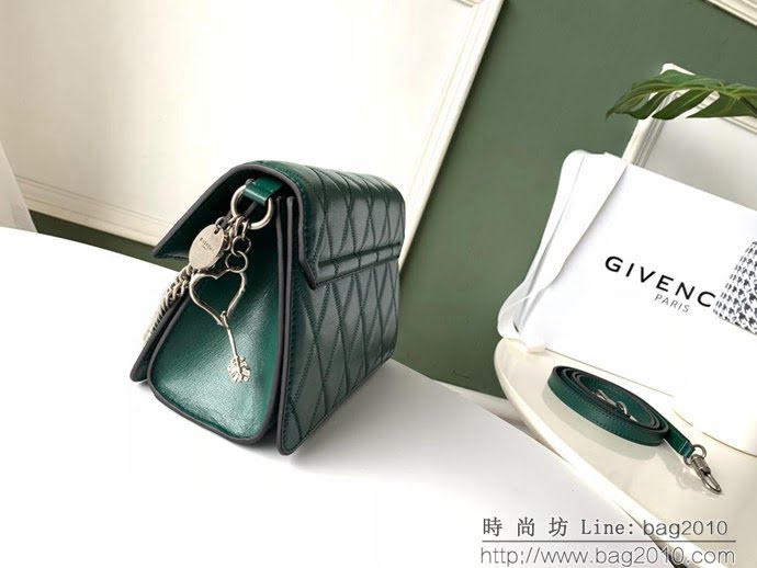 GlVENCHY紀梵希 原單 限量版GV3 菱格亮光小羊皮 橄欖綠 18年秋冬新款 單肩斜挎包  tsg1165